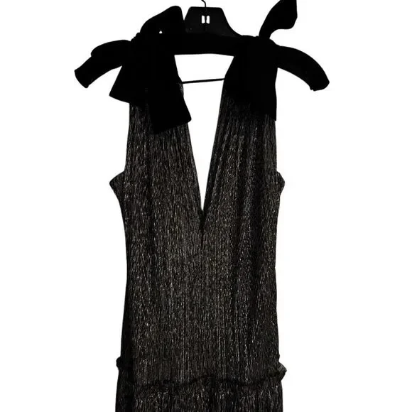 Sabina Musayev Ray Dress in Gold Black Metallic Maxi Gown Glamorous Size L - Picture 5 of 11